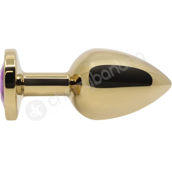 Hidden Treasures Gold & Purple Gem 2.9" Butt Plug