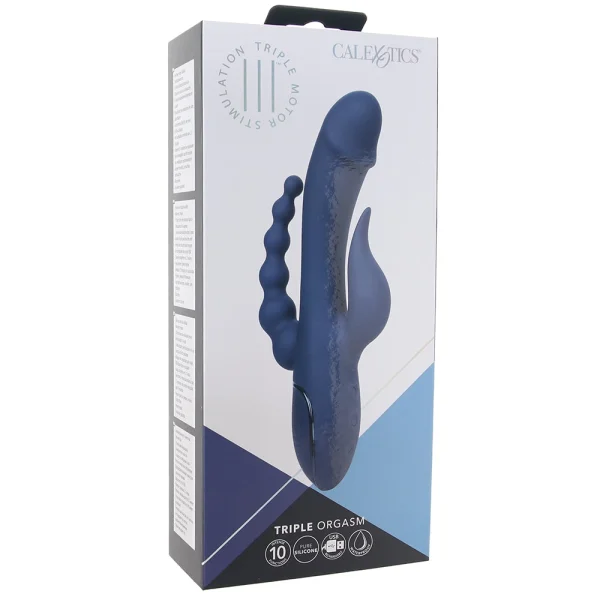 III Triple Orgasm Silicone Rechargeable Triple Stimulation Vibrator By CalExotics - Navy