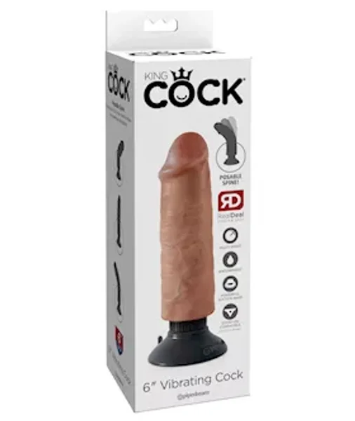 King Cock 6 Inch Vibrating Cock - Tan - 6 Inch — image 8 of 12