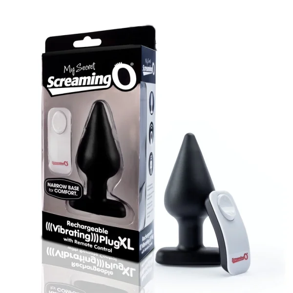 My Secret Rechargeable Vibrating Silicone XL Butt Plug With Remote By Screaming O - Black