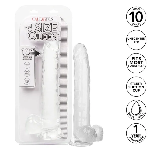 Calexotics Size Queen 10" Dildo Clear — image 4 of 11