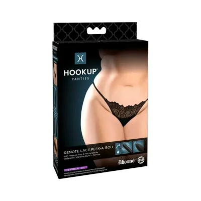 Hookup Remote Lace Peek a boo Black Fits Size Xl xxl