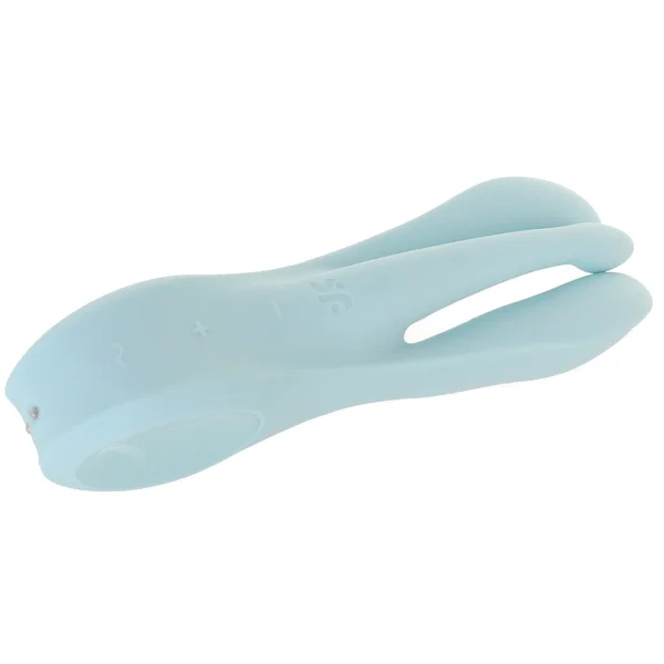 Satisfyer Threesome 1 Rechargeable Waterproof 12-Function Dual Stimulation Vibrator - Light Blue