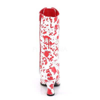 2 3 4 inches Heel Front Lace Up Mid Calf Boot Side Zip