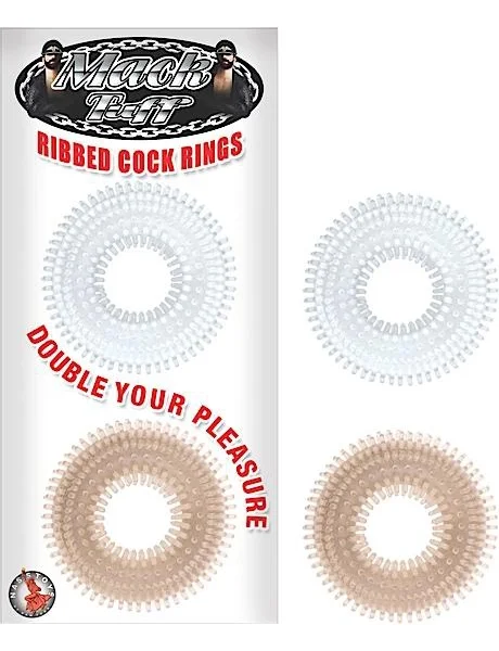 Mack Tuff Ribbed Cock Rings Clear/Smoke 2 Pack