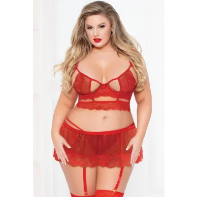 Skip a Beat Bra Garter Thong Set