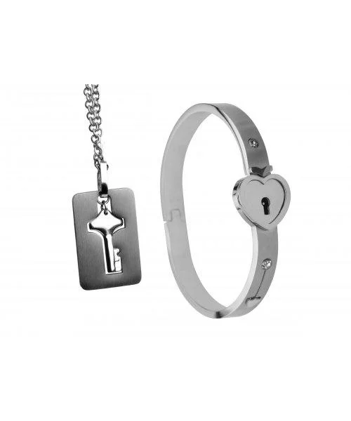 Cuffed Locking Bracelet, Key Necklace Tungsten Steel