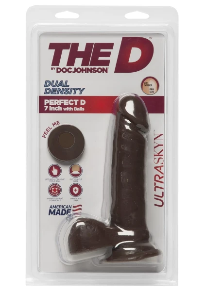 The D - Perfect D 7" Suction Cup Dildo by Doc Johnson - Chocolate