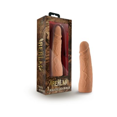 The Realm Realistic 7in Lock On Dildo Mocha