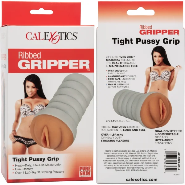 Gripper Ribbed Tight Pussy Brown Masturbator