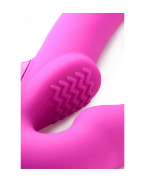 Evoke Rechargeable Vibrating Silicone Strapless Strap-on - Pink