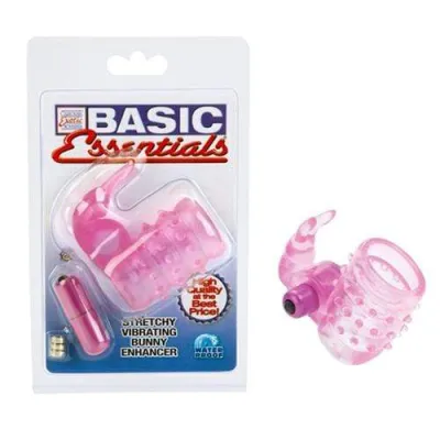 Basic Essentials Stretchy Vibrating Bunny Enhancer Pink