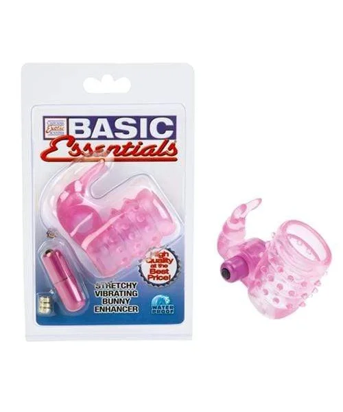Basic Essentials Stretchy Vibrating Bunny Enhancer - Pink