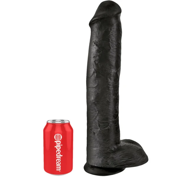 King Cock 15" Suction Cup Dildo With Balls - Black