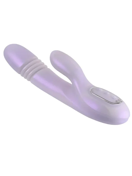 Playboy Pleasure Bumping Bunny Warming Rechargeable Silicone Thrusting Rabbit Vibrator - Lavender