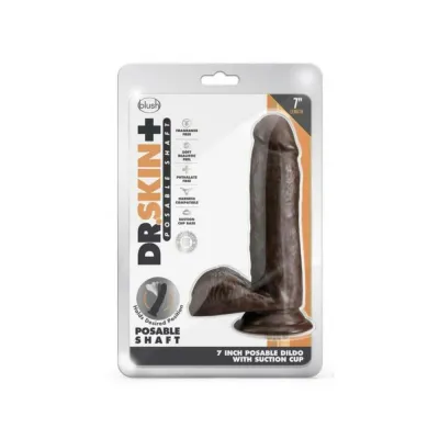 Dr Skin Plus Posable Dildo With Balls 7 In Chocolate