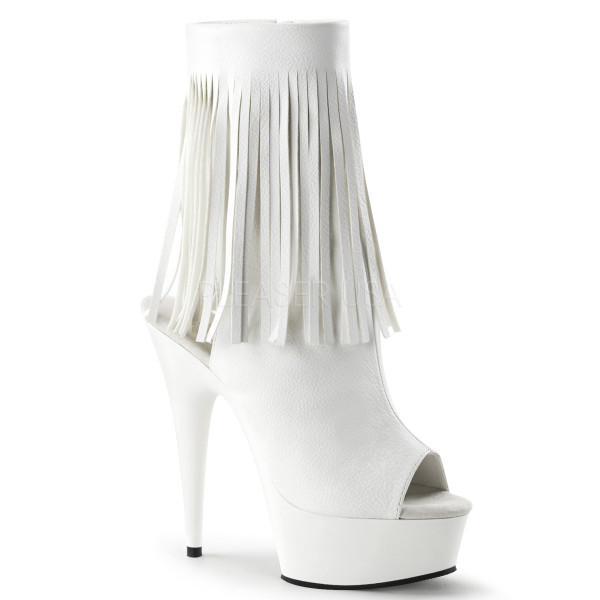 6 inches Heel, 1 3/4 inches PF Open Toe/Heel Fringe Bootie, Side Zip — image 5 of 8