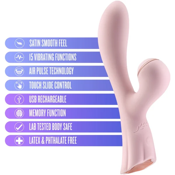 Lush Isabelle Silicone Air Pulsating Clitoral Stimulator & G-Spot Rabbit Vibrator - Pink