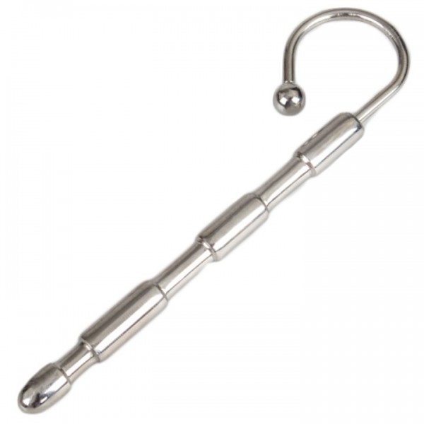 Torment Stainless Steel Hooked Ridge Penis Plug - 12.5cm