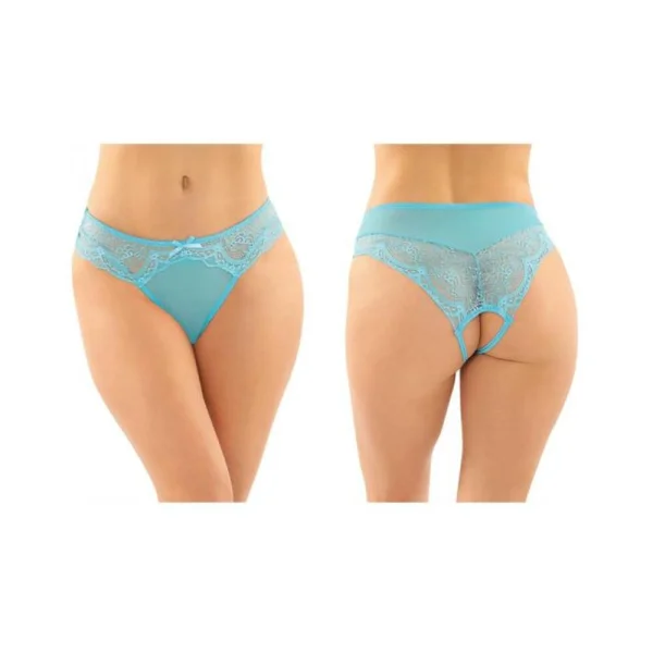 Cassia Crotchless Lace And Mesh Panty 6-pack L/xl Turquoise