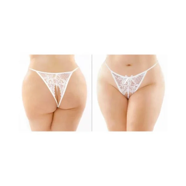 Calla Crotchless Lace Pearl Panty White Queen
