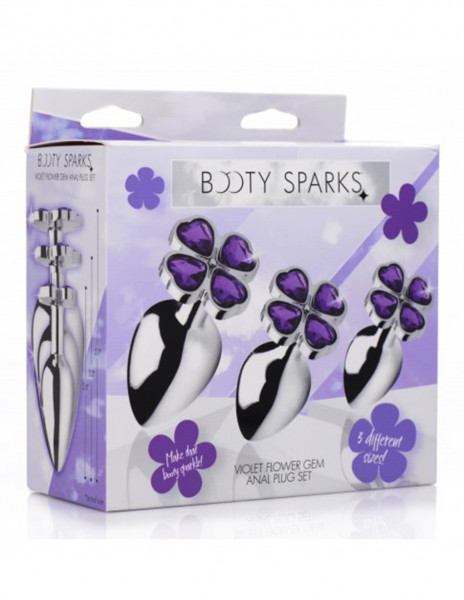 Violet Flower Gem Anal Plug Set