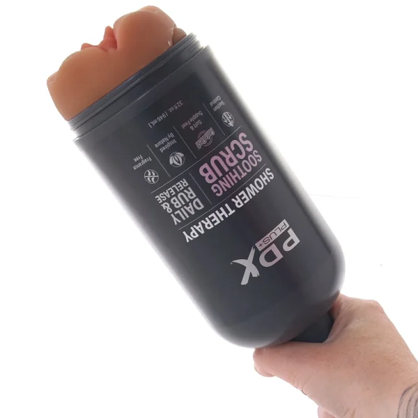 PDX Plus Shower Therapy Soothing Scrub Discreet Penis Stroker By Pipedream - Caramel