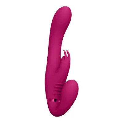 Suki Vibrating Strapless Strap On Rabbit Pink 8 6 Inch