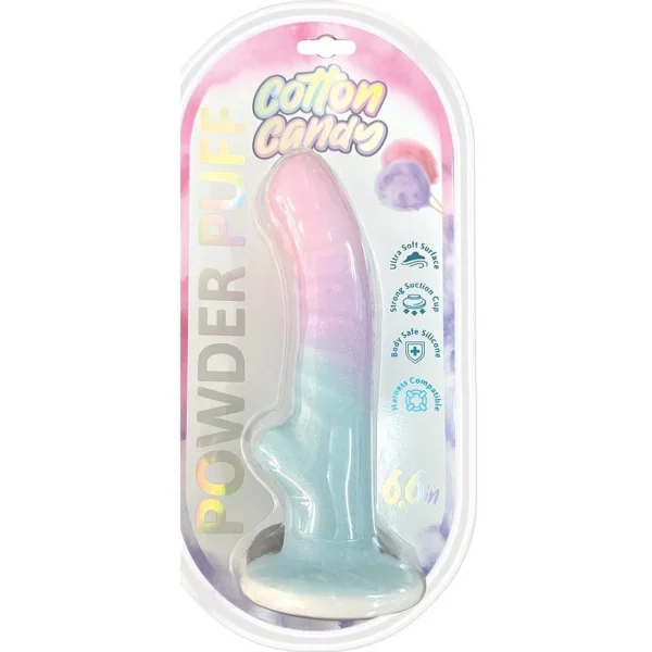 Cotton Candy Powder Puff 6.75" Silicone Suction Cup Dildo