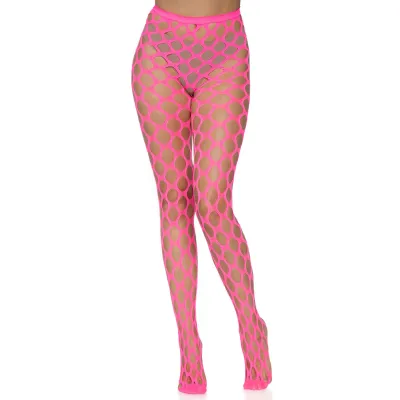 Jumbo Pothole Net Tights Neon Pink One Size