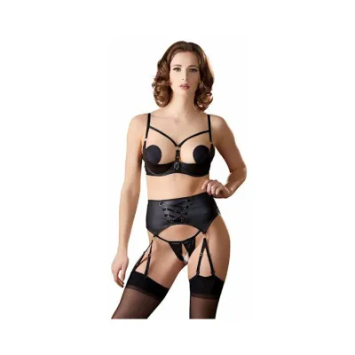 Hannah Shelf Bra Set Black Small