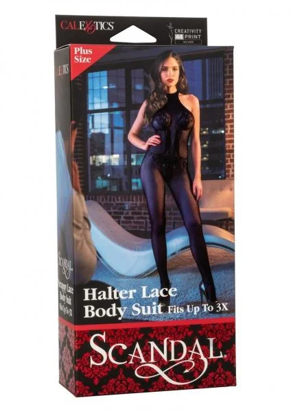 Scandal Plus Size Halter Lace Body Suit