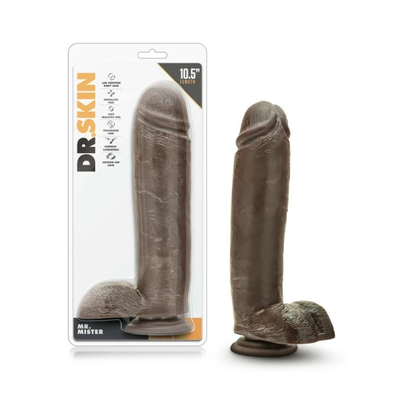 Mr. Mister 10.5 Inches Dildo with Suction Brown