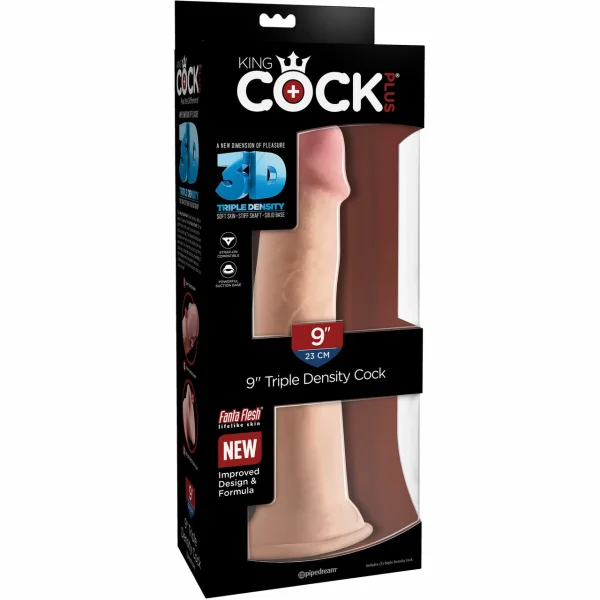 King Cock Plus 9" Triple Density Cock With Suction Cup Base - Vanilla