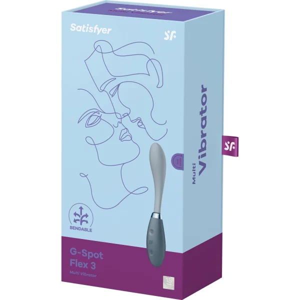 Satisfyer G-Spot Flex 3 Silicone Rechargeable Waterproof 12-Function G-Spot Vibrator - Grey
