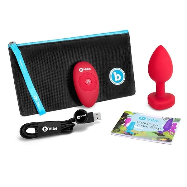 b-Vibe Remote Controlled Vibrating Jewelled Heart Butt Plug