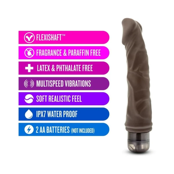 Dr Skin Vibe 6 8.75 inches Chocolate Brown Vibrating Dildo