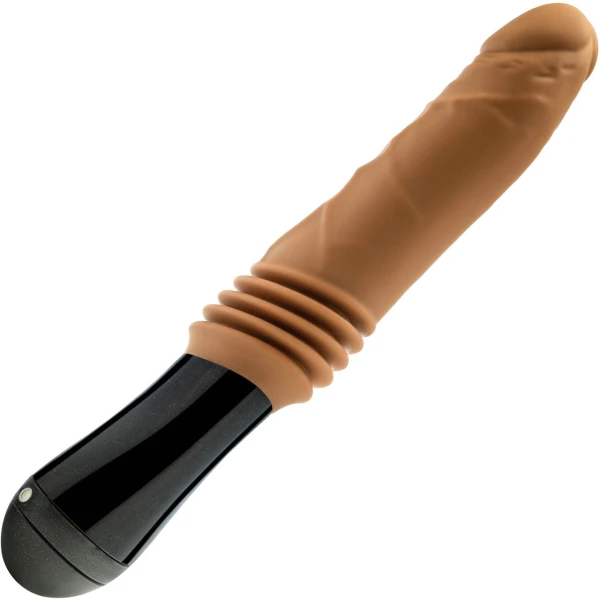 Dr. Skin Dr. Arthur 5" Thrusting, Gyrating & Vibrating Silicone Dildo With Handle By Blush - Caramel