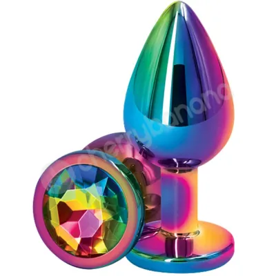 Rear Assets Rainbow Metal 2 4 Butt Plug With Rainbow Gem Base