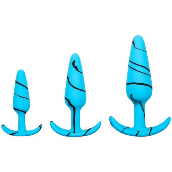 Mon Amour Blue Marble Silicone Butt Plug - 4, 4.8, or 5.8 Inch