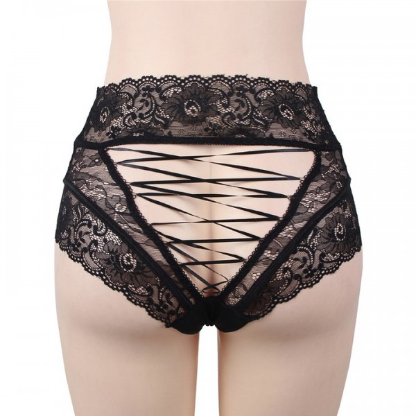 Bondara Flirt Lace High Waist Strappy Panty