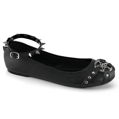 Ankle Strap Flat w Studded Straps Pentagram Detail