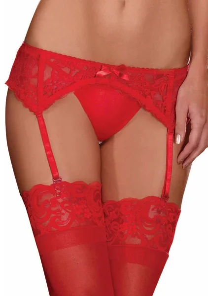 Stretch Lace Garter Belt with Scalloped Hem