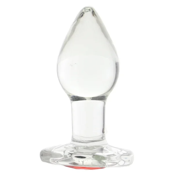 Adam & Eve Small Red Heart Gem Glass Plug