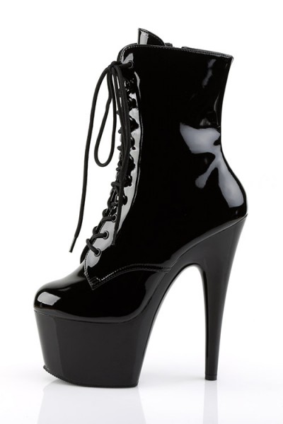 Pleaser Adore 7” Heel Black Patent Platform Ankle Boot