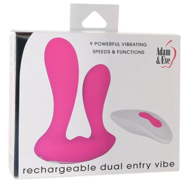 Adam & Eve Rechargeable Dual Entry Vibe w/Remote - Pink