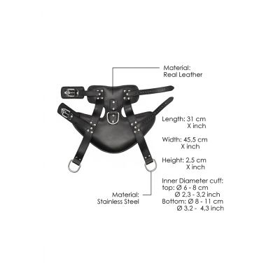 Suspension Cuffs Saddle Leather Heavy Duty Black Sex toys and bondage