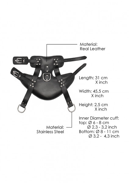 Suspension Cuffs Saddle Leather Heavy Duty - Black - Sex toys and bondage