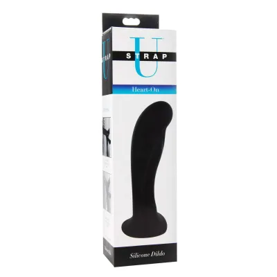 Heart on Silicone Harness Dildo Black