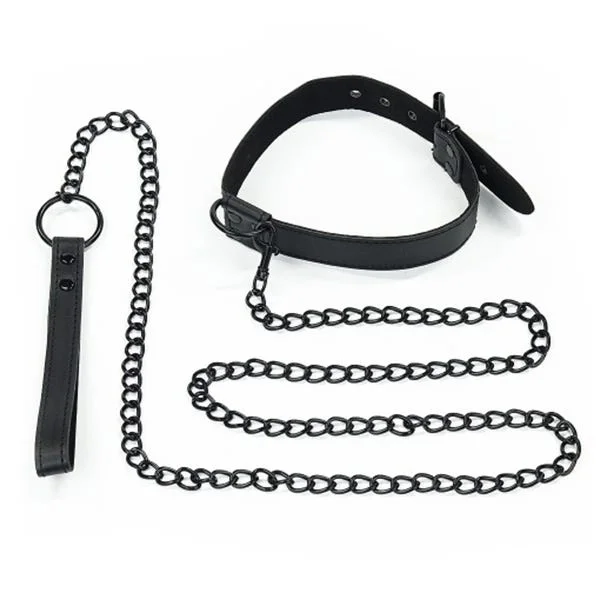 Bondage Fetish Matte Black Collar and Leash